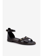 Zazoo 40378 Ploché Dámské Kožené Sandály Černé