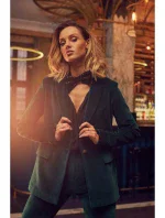 M643 Sametové sako s jedním knoflíkem - zelené M643 Sametové sako s jedním knoflíkem - zelené