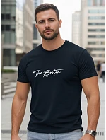 Pánské bavlněné tričko s potiskem „The Boston“, tmavě modré, FashionStreet NX5129R
