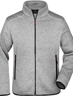 Daiber JN 762 Pánská pletená fleecová bunda 02.0762 light grey melange/red