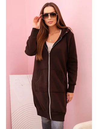 Dámská zateplená mikina s kapucí a zipem hnědý Dámská zateplená mikina s kapucí a zipem hnědý