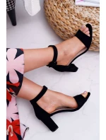 Dámské Sandály Na Podpatku Semišové Černé Lexi