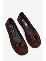 Kožené Semišové Dámské Polobotky Zazoo 379 Čokoládové