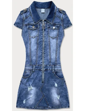 Světle modré dámské džínové šaty s krátkými rukávy (GD6620) Světle modré dámské džínové šaty s krátkými rukávy (GD6620)
