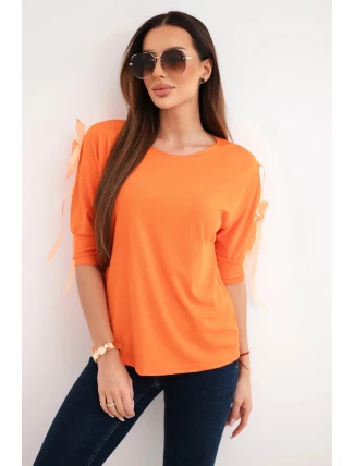 Dámská viskózová blůza s ozdobnými stuhami oranžová