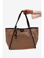 Velká světle hnědá pletená taška typu shopper s přívěskem Mella