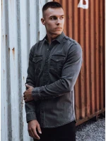 Pánská tmavě šedá džínová košile FashionStreet DX2588