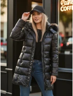 Dámská prošívaná zimní bunda s kožešinou SHINE černá FashionStreet TY4483z