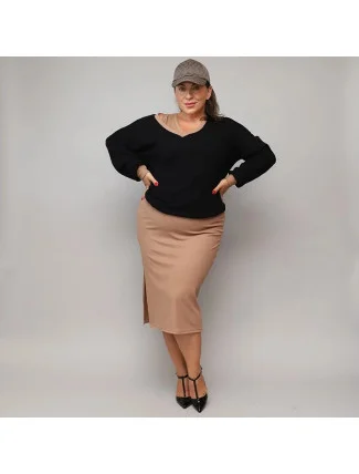 Černo-tmavě béžové šaty s úpletovou blůzou (682) Černo-tmavě béžové šaty s úpletovou blůzou (682)