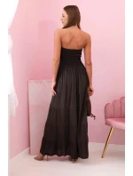 Dámské viskózové šaty s elastickým topem hnědý