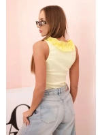 Dámská bavlněná bezrukávová blůza s volánem žlutá Dámská bavlněná bezrukávová blůza s volánem žlutá