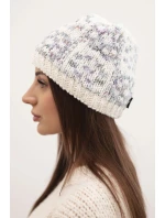 Dámská zimní čepice s barevným vláknem a silným nápletem K355 bílá+tmavě šedá+fialová