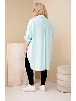 Dámská košile Plus Size z viskózy s květinovou výšivkou mentolová