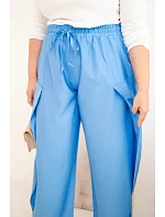 Dámské bavlněné kalhoty Plus Size s gumou v pase džínové Dámské bavlněné kalhoty Plus Size s gumou v pase džínové