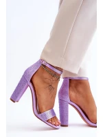 Dámské sandály na vysokém podpatku se zirkony fialové Idealistic
