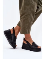 Dámské Kožené Sandály Na Klínu Artiker 52C0484 Černé