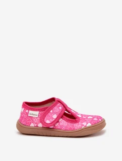 Pohodlné Pantofle Barefoot Dívčí S Srdíčky Na Suchý Zip Milami Fuchsie Talirae