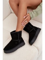 Dámské sněhule z pravé nubukové kůže na platformě černé Privine