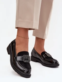 Lakované dámské mokasyny s ozdobnou sponou S.Barski HY52-546 Černé