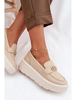 Kožené dámské mokasiny na platformě Vinceza Béžové