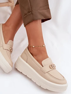 Kožené dámské mokasiny na platformě Vinceza Béžové