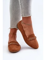 Lesklé dámské mokasíny s řetízkem Velbloudí Aredilla Lesklé dámské mokasíny s řetízkem Velbloudí Aredilla