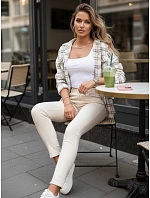 Dámské skinny džíny s vysokým pasem béžové FashionStreet UY2942