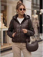 Dámská prošívaná bunda s odnímatelnou kapucí, hnědá, FashionStreet TY5935