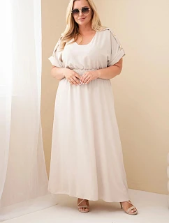 Dámské šaty Plus Size s řaseným pasem béžová