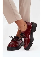 Lakované kožené dámské polobotky s přezkami Artiker 57C0336 bordó