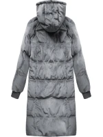 Šedá dámská manšestrová zimní bunda s kapucí (7763)