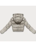 Béžová oboustranná krátká dámská bunda s panteřím vzorem Minority (M6-6001-62)