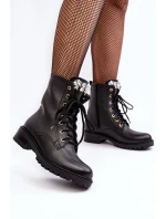 Dámské kožené workery s ozdobou Zazoo 1757 Černé