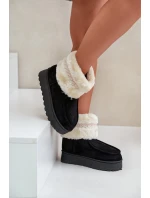 Dámské Sněhule Na Platformě S Kožíškem A Vzorem Černé Deepanti