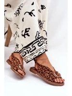 Ploché Sandály S Dekorací Pantera Hnědé Haliones Ploché Sandály S Dekorací Pantera Hnědé Haliones