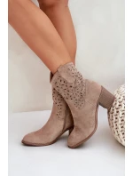 Dámské Prodyšné Kotníkové Boty Na Podpatku Béžové S.Barski HY51-125