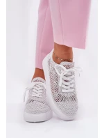 Dámské Děrované Tenisky Na Platformě Bílé Aranelith