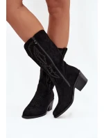 Kozačky Kovbojky Dámské Na Podpatku Vyhřívané Vinceza 16508 Černé