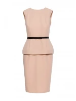 S427 Peplum šaty - béžové