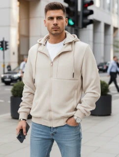 Pánská přechodná bunda s kapucí béžová FashionStreet TX5030