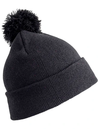 Result Headwear RC 028J Dětská pletená čepice s bambulí 28.028J black