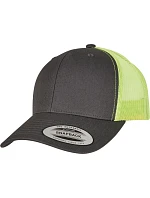 Flexfit 6606/6606T 6 panelová vintage kšiltovka "Trucker" 55.6606 charcoal/neon green