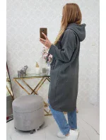 Zateplená dlouhá mikina v grafitová melanž