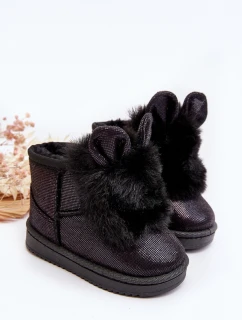 Dětské zimní botky s kožešinou a ušima Černé Betty