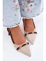 Dámské sandály na podpatku s špičatými nosy hnědo-bežové Felessa