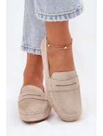 Dámské mokasíny z broušené kůže Big Star – béžové