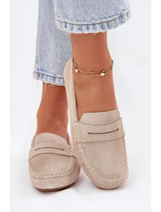 Dámské mokasíny z broušené kůže Big Star – béžové