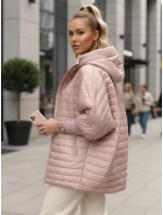 Dámská prošívaná bunda s kapucí růžová FashionStreet TY5528