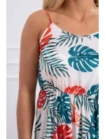 Šaty s motivem listů ecru