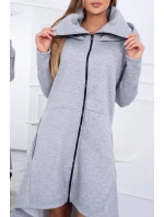 Zateplené šaty s delšími boky šedé